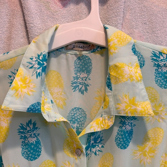 Freebird Blue and Yellow Pineapple Print Romper - Picture 2 of 6